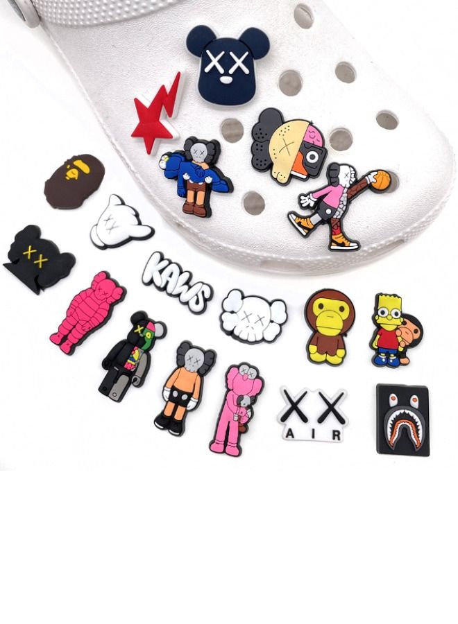 18 Pcs Crocs Shoe Decoration Charms, Trendy Series Charms Shoes Charm for Crocs Hole Hole Shoe, for Kids Boys Girls Men Women Party Favor - Image 1