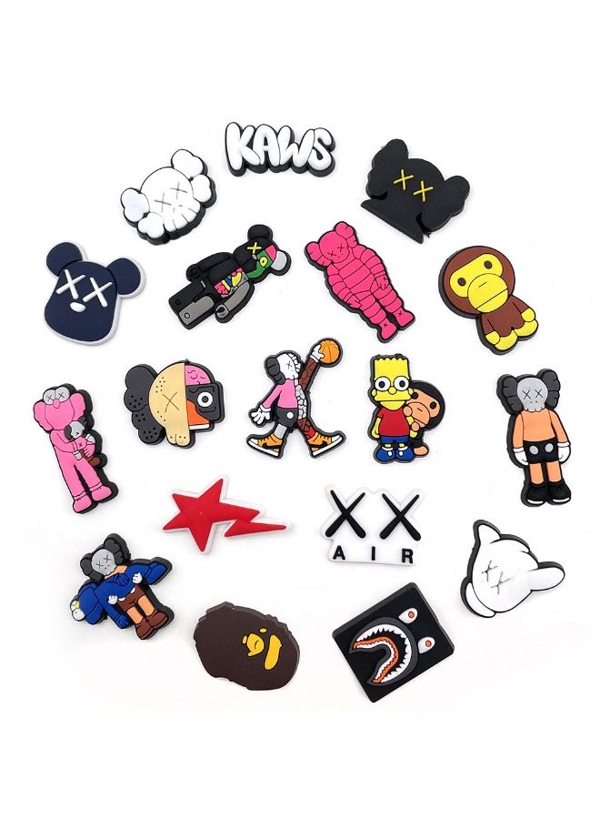 18 Pcs Crocs Shoe Decoration Charms, Trendy Series Charms Shoes Charm for Crocs Hole Hole Shoe, for Kids Boys Girls Men Women Party Favor - Image 3