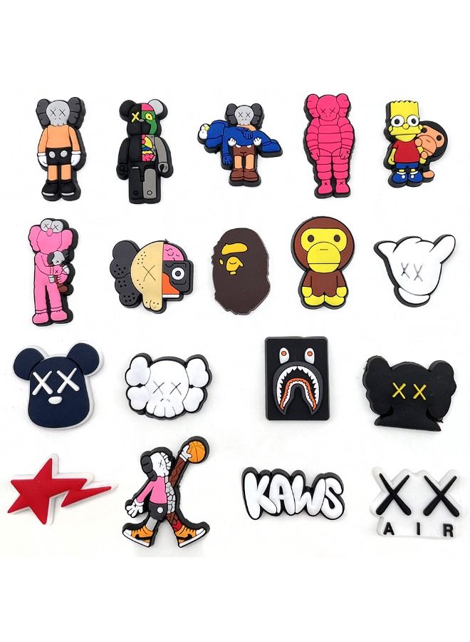 18 Pcs Crocs Shoe Decoration Charms, Trendy Series Charms Shoes Charm for Crocs Hole Hole Shoe, for Kids Boys Girls Men Women Party Favor - Image 2