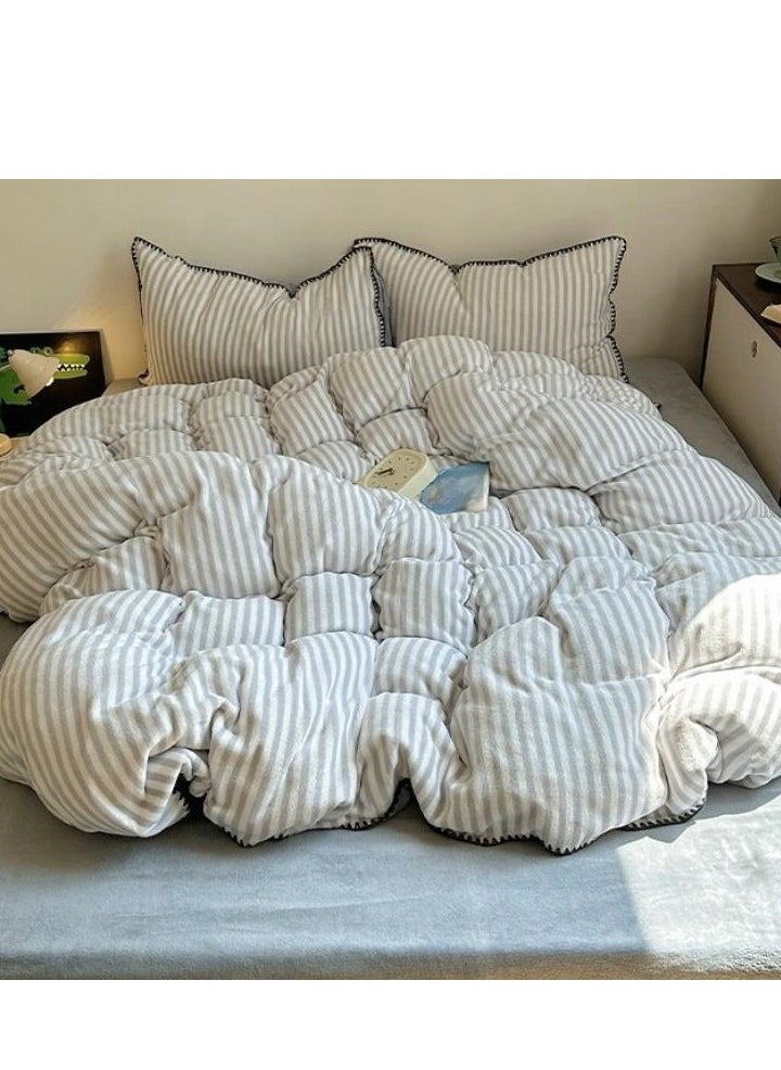 Generic Bed Sheet Style — Carved Velvet Cloth Embroidered Wide Edge Milk Velvet Four Piece Bedding Set  - Image 2