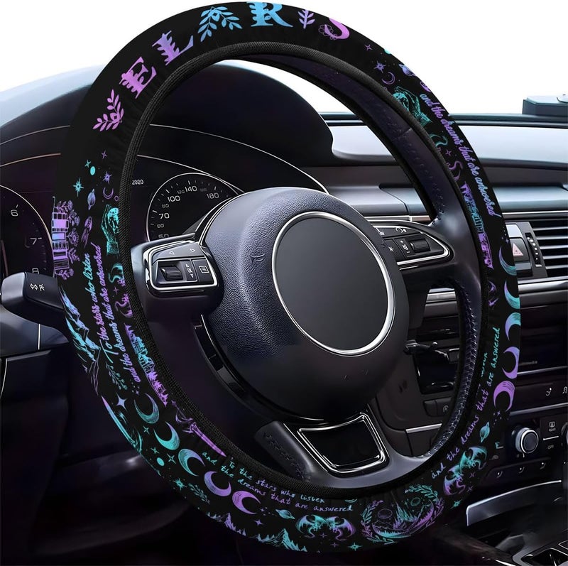 GENANY Velaris Night Court Steering Wheel Cover, Non Slip Polyester Car Wheel Protector for Car SUV Truck, Universal 15 Inch - Image 1