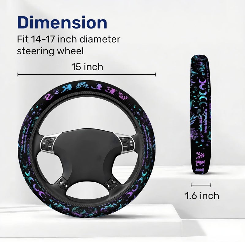 GENANY Velaris Night Court Steering Wheel Cover, Non Slip Polyester Car Wheel Protector for Car SUV Truck, Universal 15 Inch - Image 2