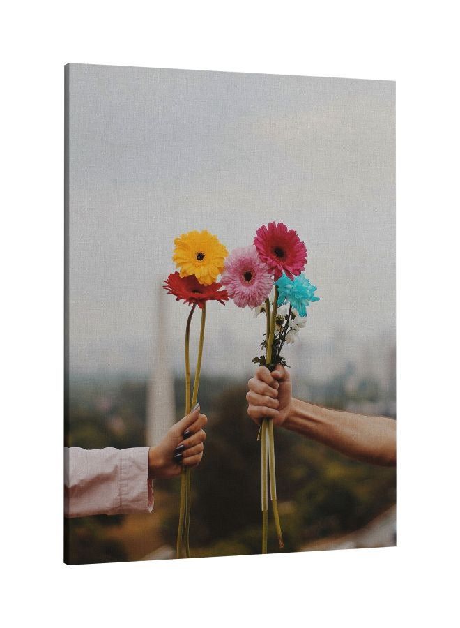 RKN Holding Rose Printed Framed Canvas Wall Art Grey/Beige/Red 60x80centimeter - Image 2