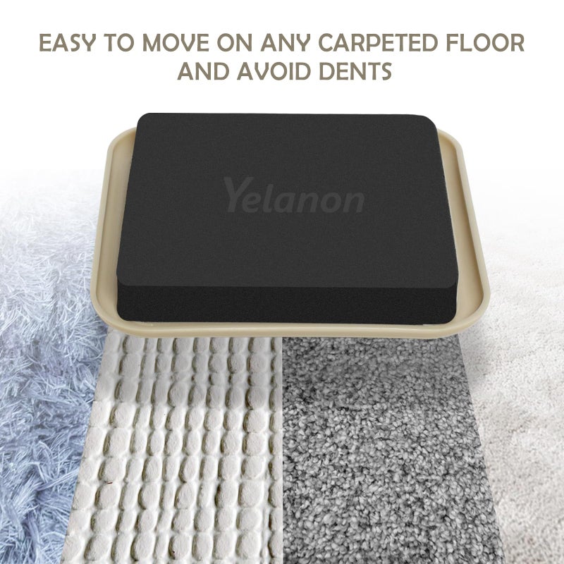 Yelanon Furniture Sliders, 20 pcs-3 1/2â€ Square Beige Furniture Sliders for Carpet, Furniture Pads for Hardwoods Floorsï¼ŒFurniture Movers Sliders, Reusable Moving Pads, Floor Protectors for Carpet - Image 4