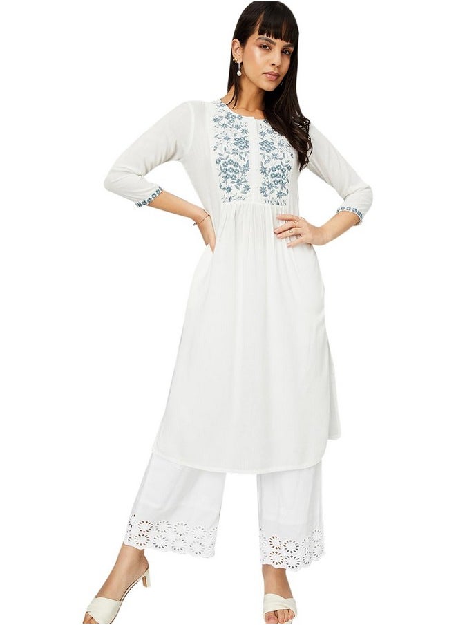 Max Max Women's Rayon Blend Regular Kurta (VIEKSU24DA_Off White_XL  - Image 1
