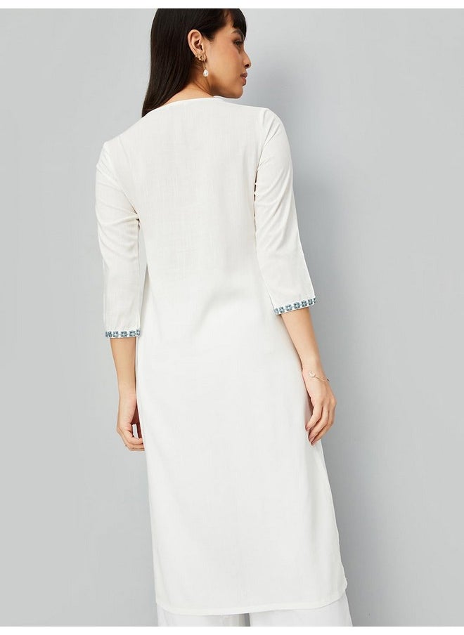 Max Max Women's Rayon Blend Regular Kurta (VIEKSU24DA_Off White_XL  - Image 3