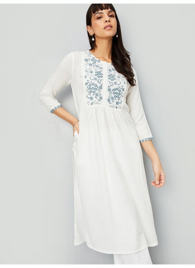 Max Max Women's Rayon Blend Regular Kurta (VIEKSU24DA_Off White_XL  - Image 2