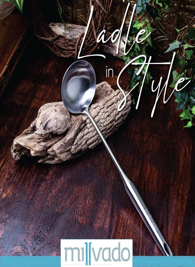 Millvado Soup Ladle, Stainless Steel Ladle, 15" Ladles for Serving or Cooking, Dishwasher Safe, Heavy Duty Durable Metal, Kitchen Ladel - Image 3
