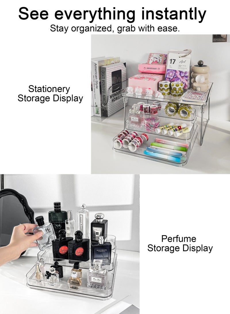 Multi-Function Clear Acrylic Three-Tier Display Stand, Doll Display Rack, Perfume, Cosmetics, Skincare, and Spice Organizer, Kitchen and Bathroom Countertop Storage - Image 2