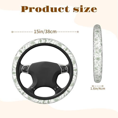 KWSAAHU Steering Wheel Cover Accessories Neoprene Cover Breathable NonSlip Easy to Install Suitable for Women Men 145155 Inch for Car SUV Van Truck Universal Green Plants - Image 3