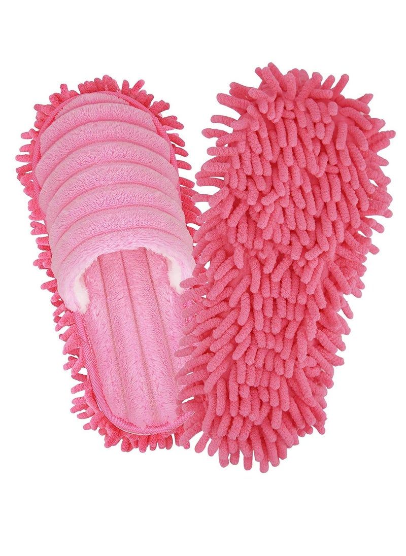 Bukela Mop Socks Lazy Mop Slippers, Walking Cleaning Indoors Warm Shoes, Home Dust Cleaning Floor Polishing Slippers, Chenille Hair Clean, for Kitchen House Office Cleaning (S, Pink)  - Image 2