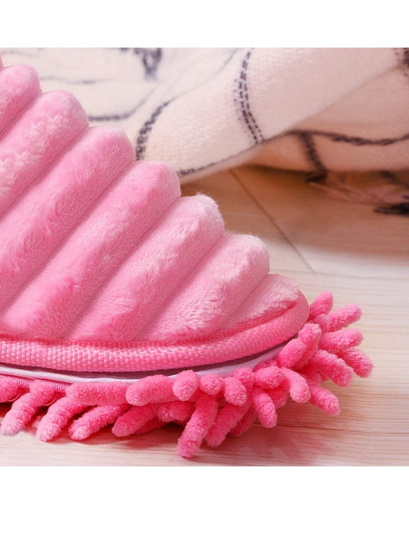 Bukela Mop Socks Lazy Mop Slippers, Walking Cleaning Indoors Warm Shoes, Home Dust Cleaning Floor Polishing Slippers, Chenille Hair Clean, for Kitchen House Office Cleaning (S, Pink)  - Image 3