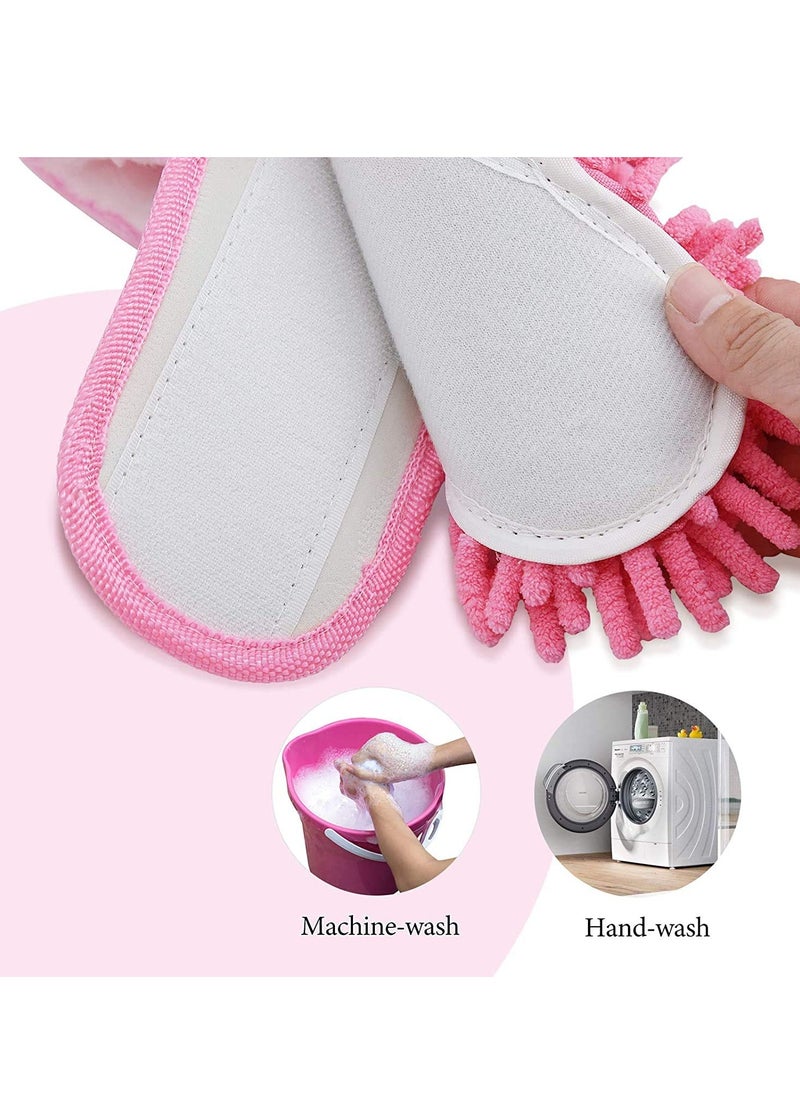 Bukela Mop Socks Lazy Mop Slippers, Walking Cleaning Indoors Warm Shoes, Home Dust Cleaning Floor Polishing Slippers, Chenille Hair Clean, for Kitchen House Office Cleaning (S, Pink)  - Image 4