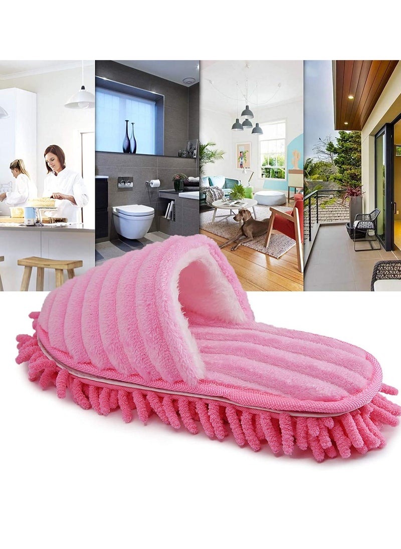 Bukela Mop Socks Lazy Mop Slippers, Walking Cleaning Indoors Warm Shoes, Home Dust Cleaning Floor Polishing Slippers, Chenille Hair Clean, for Kitchen House Office Cleaning (S, Pink)  - Image 5