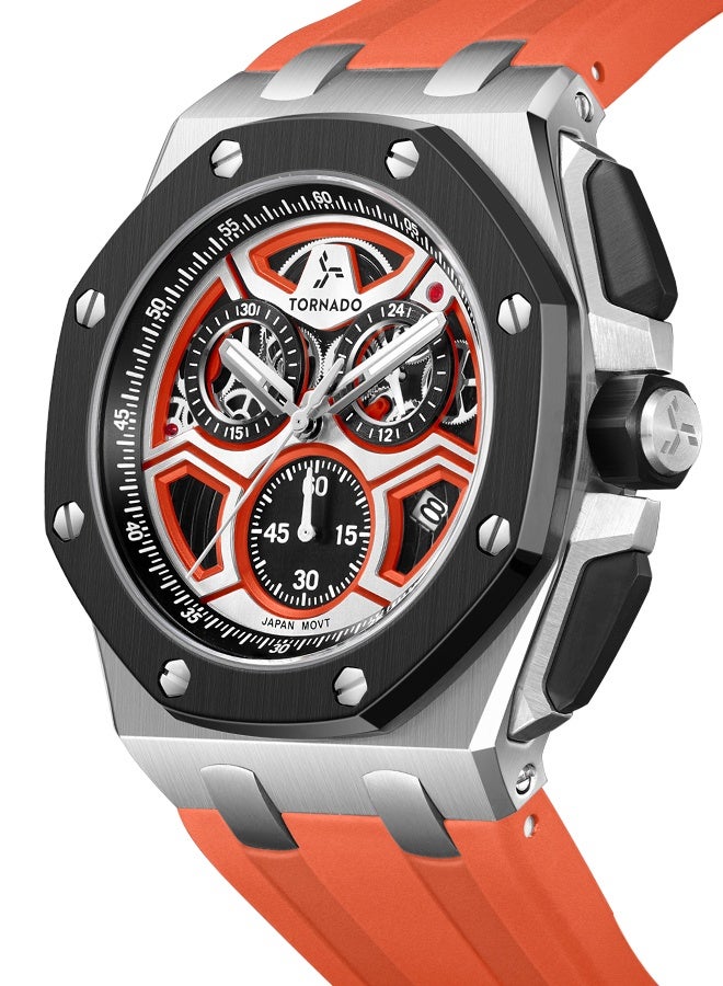 TORNADO Men's Silicone Chronograph Watch T25103-SSRRB - 43mmx52mm mm - Image 5