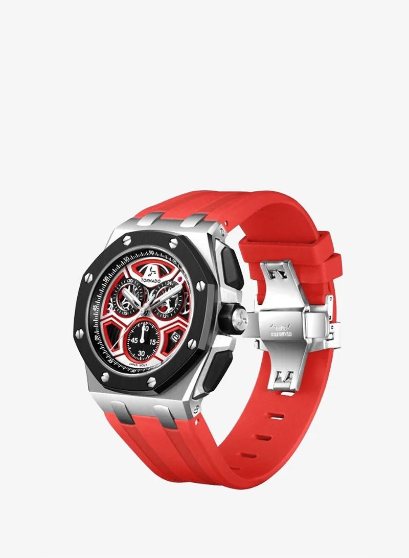 TORNADO Men's Silicone Chronograph Watch T25103-SSRRB - 43mmx52mm mm