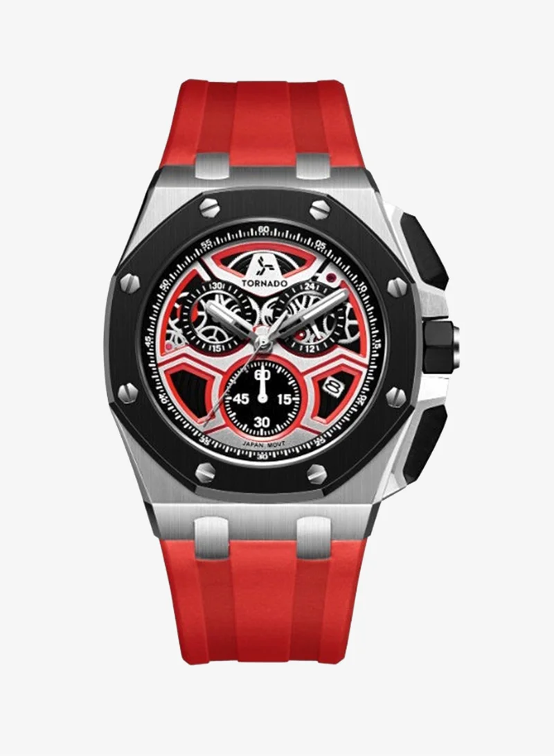 TORNADO Men's Silicone Chronograph Watch T25103-SSRRB - 43mmx52mm mm