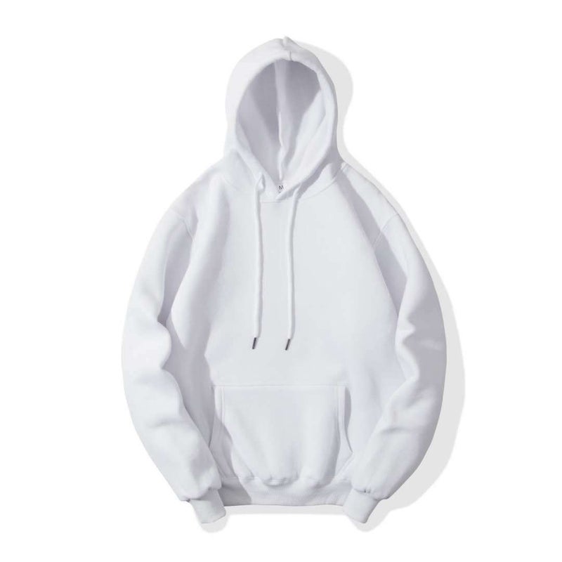 Generic Manufacturers supply mens long-sleeved blank sports sweater to print logo fleece pullover hoodie White 