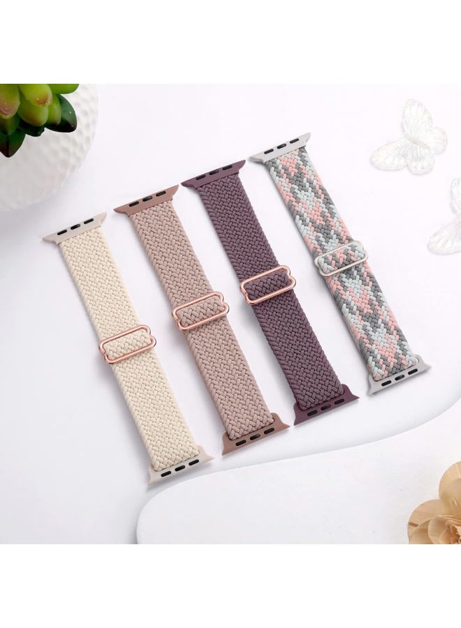 DAQIN حزام ساعة آبل متوافق 46 مم 44 مم 45 مم 49 مم 42 مم 41 مم 38 مم 40 مم للنساء والرجال، 4 حزمة حزام رياضي مرن من النايلون مضفر لسلسلة iWatch 10 9 8 7 6 5 4 3 2 1 ألترا/ألترا 2 SE - Image 2