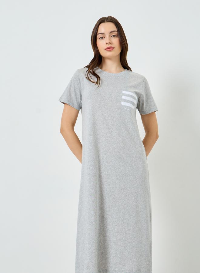 ستايلي فستان تيشيرت مخطط بجيب - Image 3