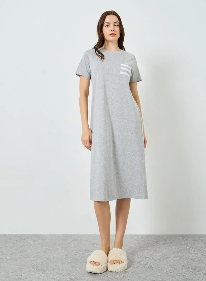 Styli Women Striped Pocket T-Shirt Dress