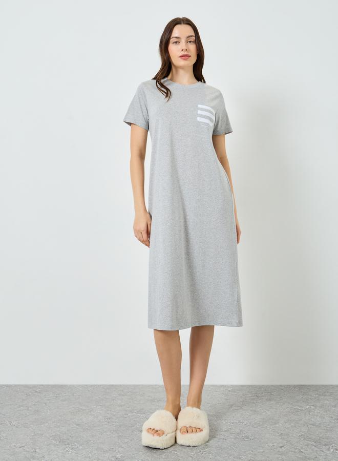 ستايلي فستان تيشيرت مخطط بجيب - Image 1