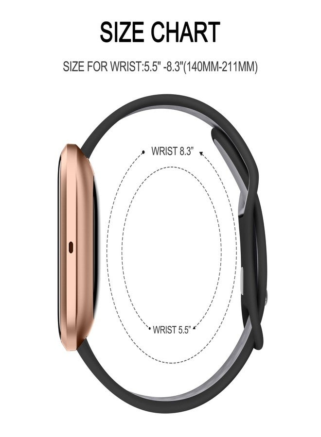 Vanjua Breathable Band for Fitbit Versa 2 Bands Women Men, Soft Silicone Replacement Wristbands Sport Strap Compatible with Fitbit Versa 2 / Fitbit Versa / Versa Lite / Versa SE Smartwatch Accessories (Black/Gray) - Image 4