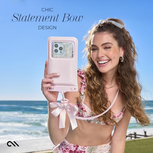 Case-Mate IP68 Waterproof Large Phone Pouch with Bow Design - Travel Beach Cruise Ship Essentials - Floating Phone Case with Crossbody Lanyard for iPhone 17 Pro Max/16 Pro/15/14/13/ S25 - Ballet Pink - Image 5