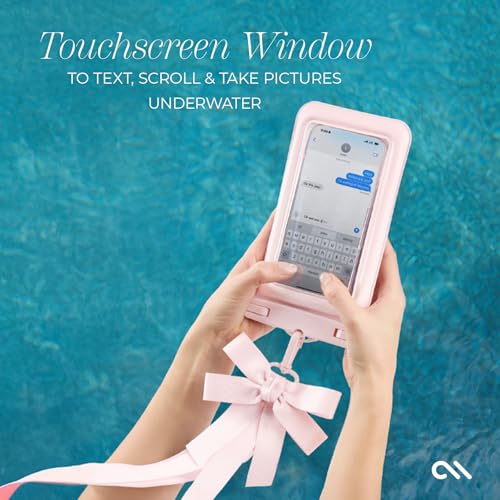 Case-Mate IP68 Waterproof Large Phone Pouch with Bow Design - Travel Beach Cruise Ship Essentials - Floating Phone Case with Crossbody Lanyard for iPhone 17 Pro Max/16 Pro/15/14/13/ S25 - Ballet Pink - Image 2