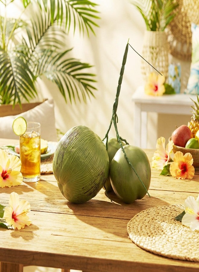 Novabright Fake Coconut, 1 Bunch Artificial Coconuts for Decoration, Lifelike Tropical Fake Green Coconuts Prop Artificial Fruit for Home Decoration Display Photo Prop (Three Coconut) - Image 1
