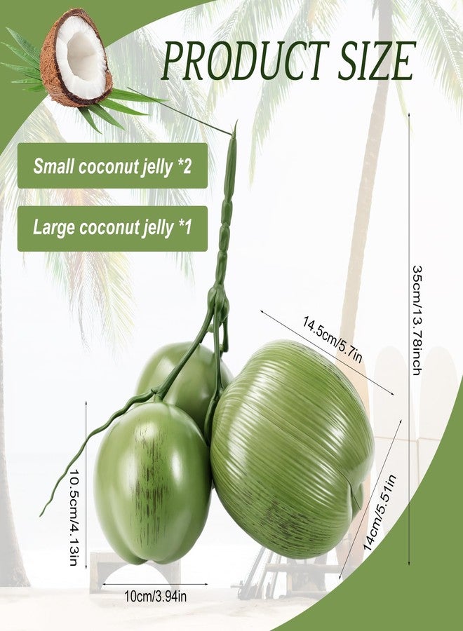 Novabright Fake Coconut, 1 Bunch Artificial Coconuts for Decoration, Lifelike Tropical Fake Green Coconuts Prop Artificial Fruit for Home Decoration Display Photo Prop (Three Coconut) - Image 2