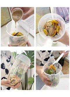 HaHaHai Portable Salad Cup, Salad Meal Shaker Cup with Fork And Sauce Box, Yogurt Cup, Breakfast Cup, Food Storage Bento Box, School Lunch Box (White)  - Image 3