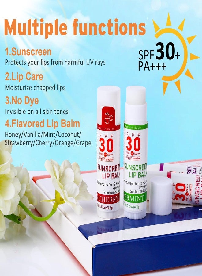 VISRIE SPF 30 Lip Balm with Sunscreen, SPF Lip Balm Bulk Travel Size-64 Pack, Hydrating Lip Balm Pack with Vitamin E and Coconut Oil- 8 Flavors - Image 4