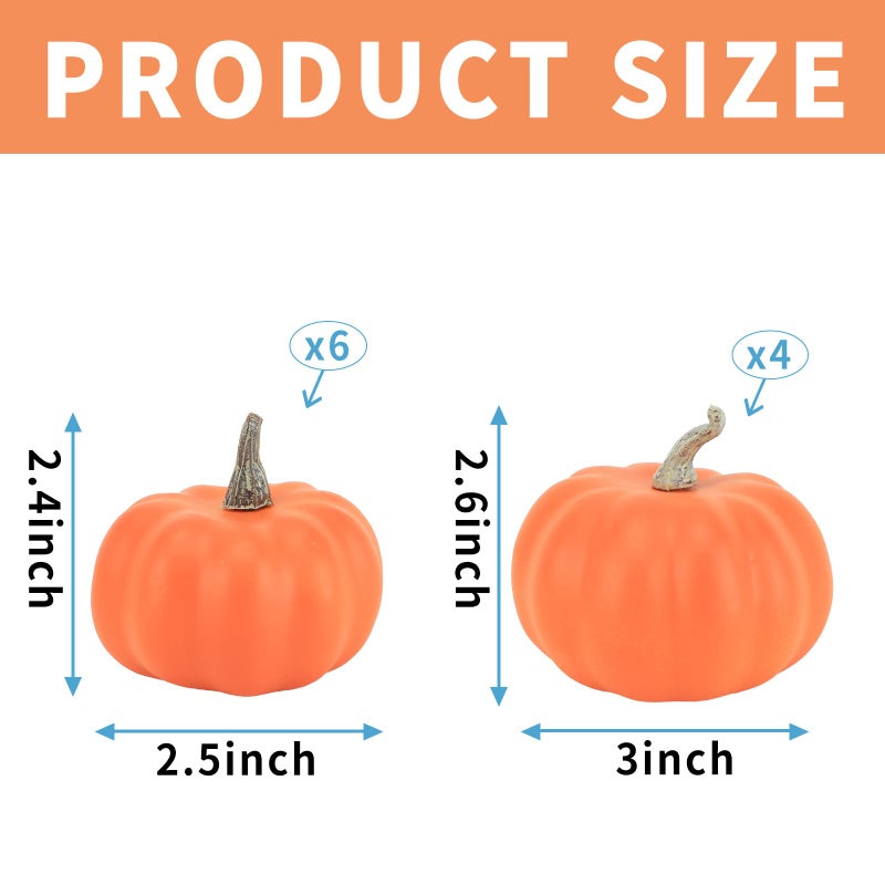 Ghrdopy Fake Pumpkins 10 Pcs Plastic Pumpkins  Orange Artificial Pumpkins for Decorating Thanksgiving Halloween Seasonal Holiday Decor Decoration-A - Image 2