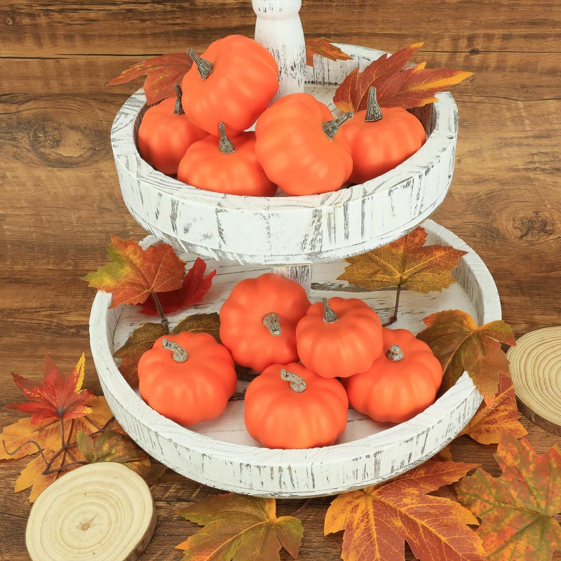 Ghrdopy Fake Pumpkins 10 Pcs Plastic Pumpkins  Orange Artificial Pumpkins for Decorating Thanksgiving Halloween Seasonal Holiday Decor Decoration-A - Image 5