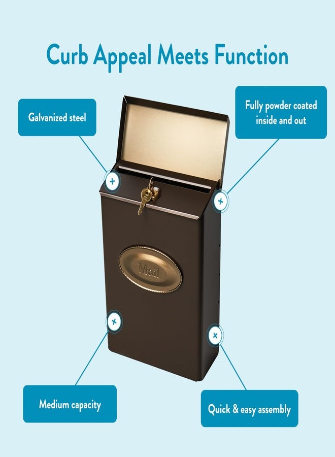 ARCHITECTURAL MAILBOXES صندوق بريد معماري بتصميم أنيق قابل للقفل يُثبت على الحائط، مصنوع من البرونز الفينيسي مع النحاس الأصفر - Image 4