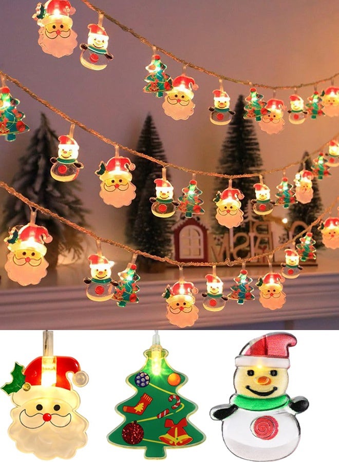 3 M 20 LED Decorative String Lights Snowman Santa String Lights Xmas Tree Lights Waterproof Fairy Holiday Lights Battery Operated for Indoor Outdoor Holiday Party Childrens Room Bedroom Garden Atmosphere Decoration - Image 1