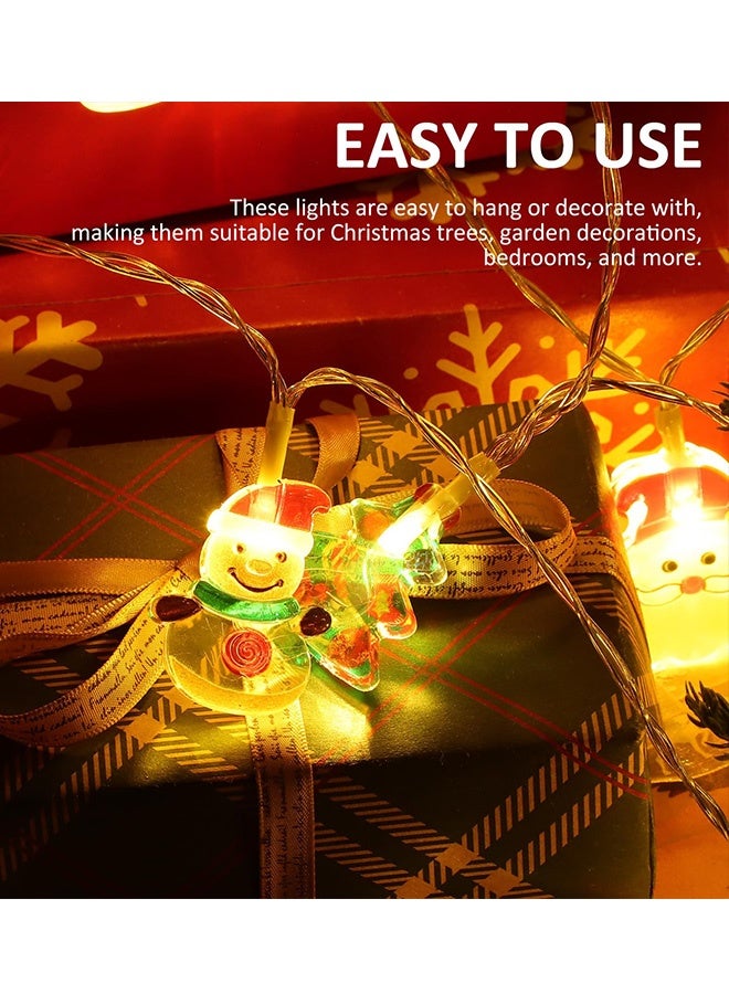 3 M 20 LED Decorative String Lights Snowman Santa String Lights Xmas Tree Lights Waterproof Fairy Holiday Lights Battery Operated for Indoor Outdoor Holiday Party Childrens Room Bedroom Garden Atmosphere Decoration - Image 3