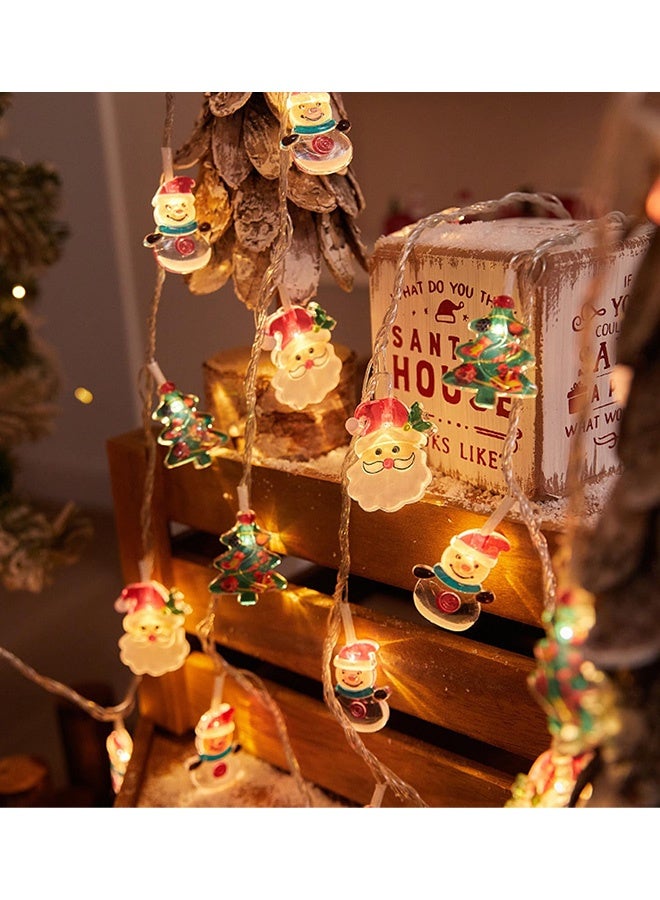 3 M 20 LED Decorative String Lights Snowman Santa String Lights Xmas Tree Lights Waterproof Fairy Holiday Lights Battery Operated for Indoor Outdoor Holiday Party Childrens Room Bedroom Garden Atmosphere Decoration - Image 2