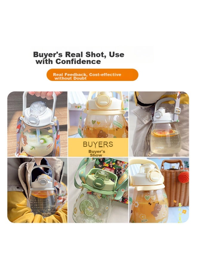 Tomimitsu Fuguang Internet-famous Water Bottle For Men And Women, Large Capacity Plastic Straw Water Bottle, Extra Large Adult Sports Fitness Large Belly Cup - Image 5