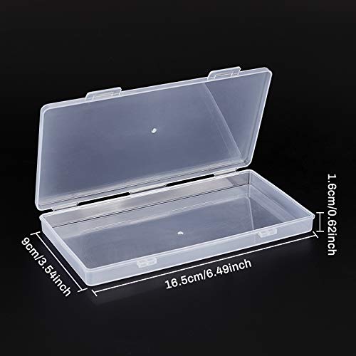BENECREAT 8 Pack 65x35x06 Inch Rectangle Clear Plastic Storage Box with Double Hinged Lids for Photo Pencil Craft Tools and Other Small Accessories - Image 3