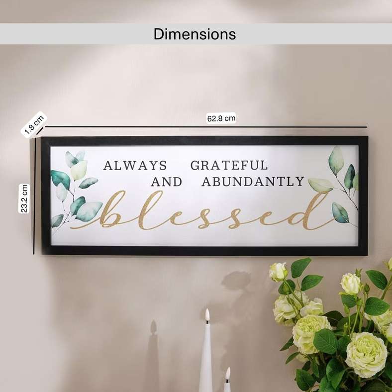 Pan Home Gratitude and Blessed Wall Art 62.8x23.2cm - Black - 191AIC9903950 - Image 5