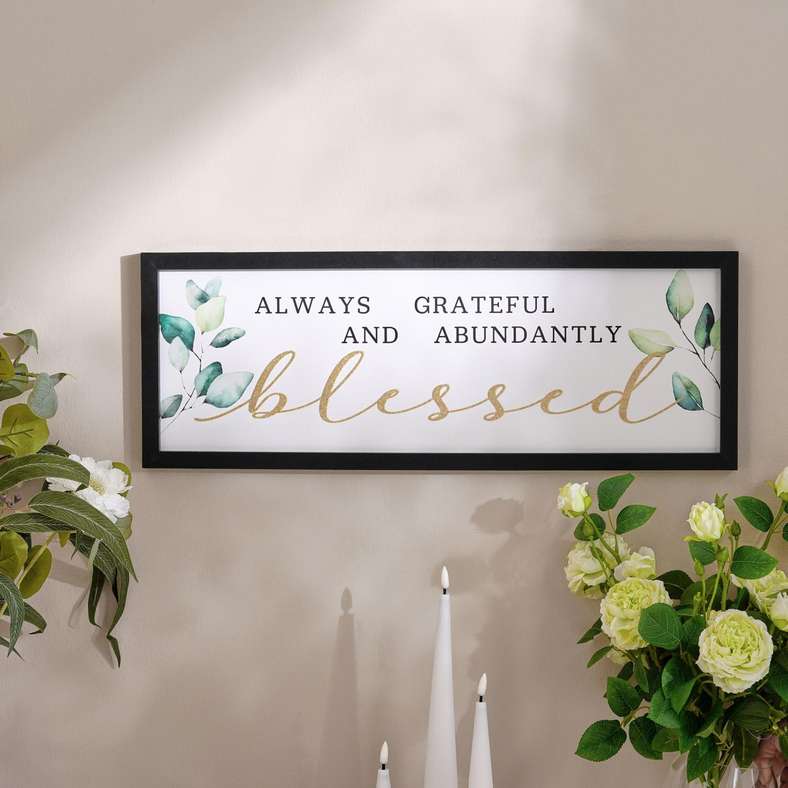 Pan Home Gratitude and Blessed Wall Art 62.8x23.2cm - Black - 191AIC9903950 - Image 1