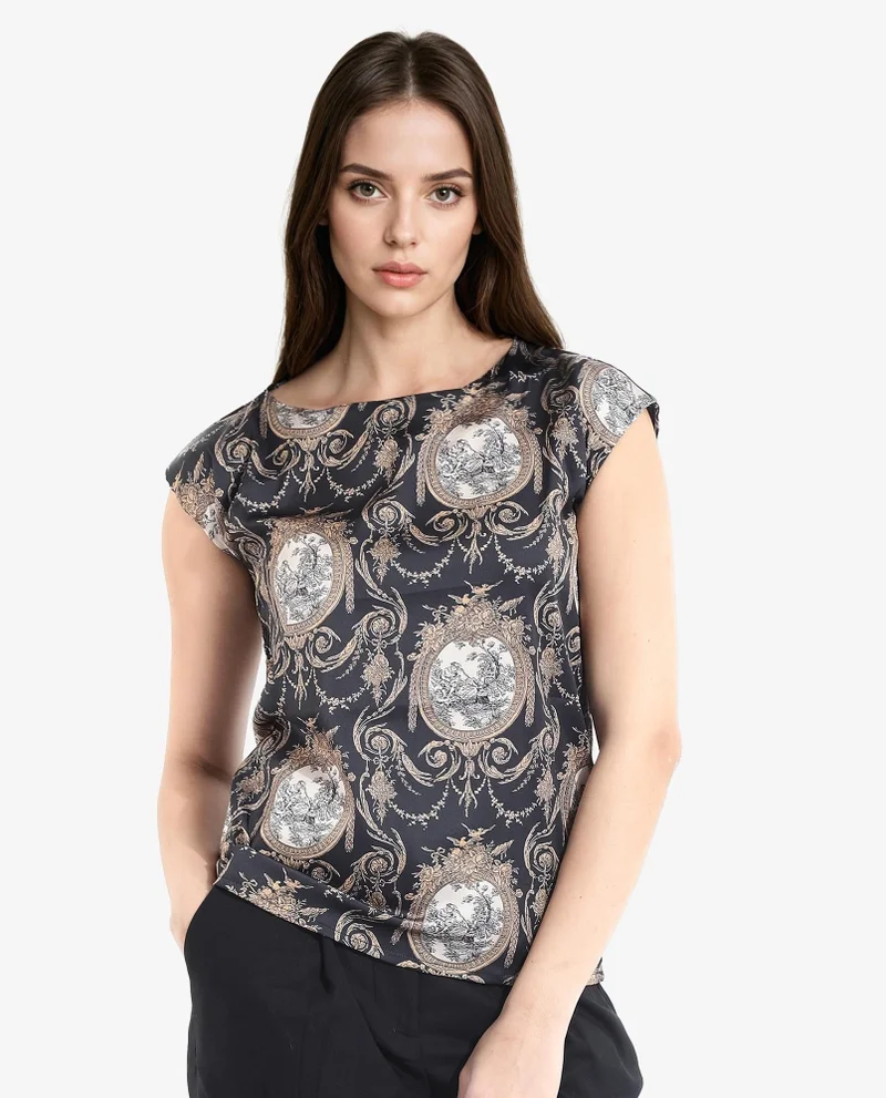 Rareism Women's Extended Sleeve Boat Neck Top