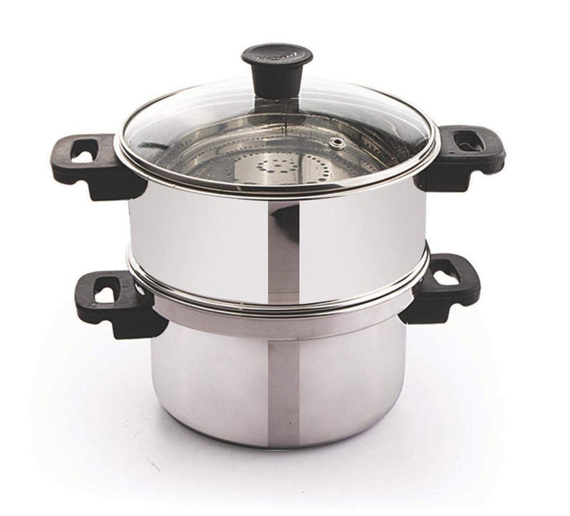 LUXURIA Stainless Steel Multipurpose Steamer/MOMO Maker/MODAK Maker with Glass LID (28CM) - Image 4