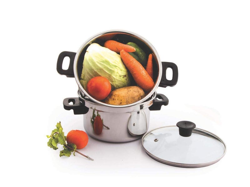 LUXURIA Stainless Steel Multipurpose Steamer/MOMO Maker/MODAK Maker with Glass LID (28CM) - Image 2