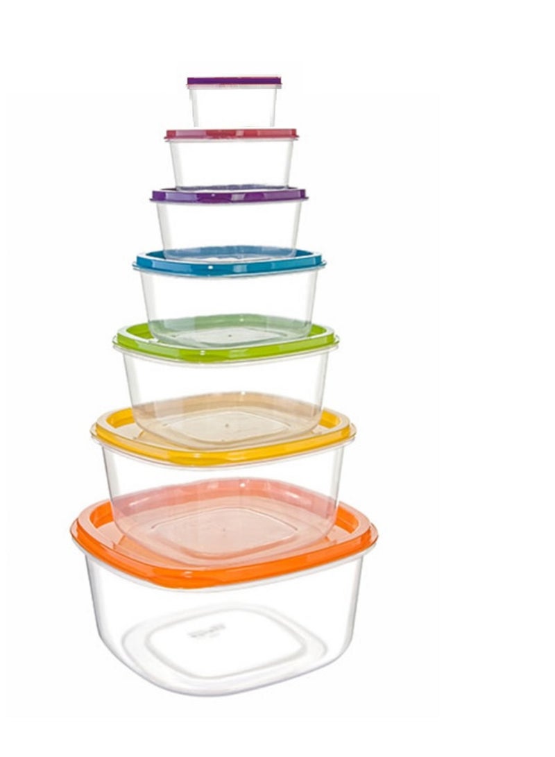favilla 7-Piece Plastic Food Storage Container Set with Assorted Sizes and Airtight Lids – Microwave and Freezer Safe Multicolored - 1360 - Image 5