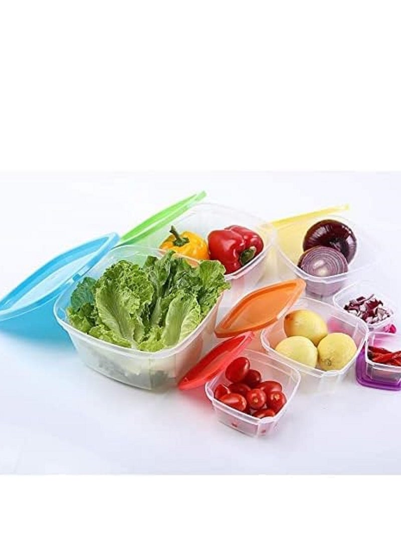 favilla 7-Piece Plastic Food Storage Container Set with Assorted Sizes and Airtight Lids – Microwave and Freezer Safe Multicolored - 1360 - Image 4