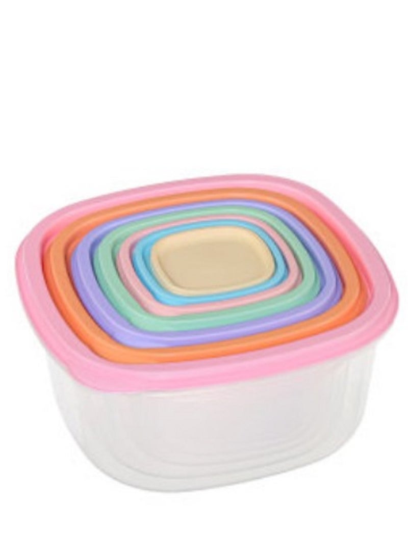 favilla 7-Piece Plastic Food Storage Container Set with Assorted Sizes and Airtight Lids – Microwave and Freezer Safe Multicolored - 1360 - Image 2