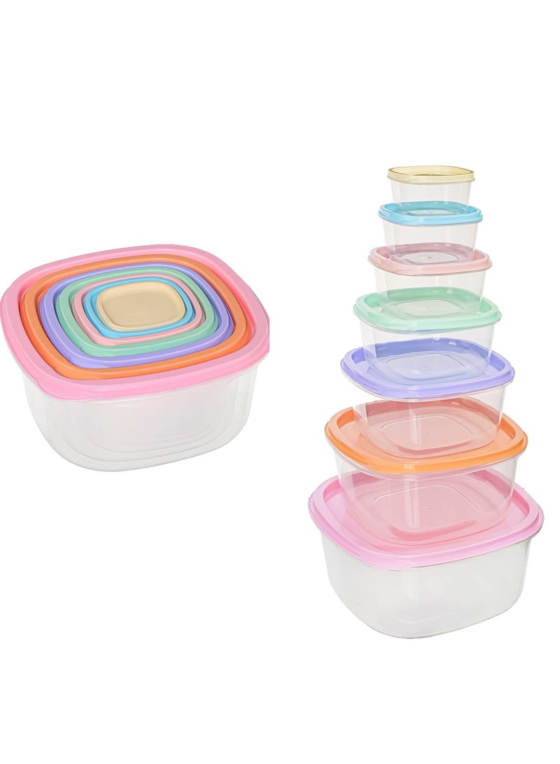 favilla 7-Piece Plastic Food Storage Container Set with Assorted Sizes and Airtight Lids – Microwave and Freezer Safe Multicolored - 1360 - Image 3